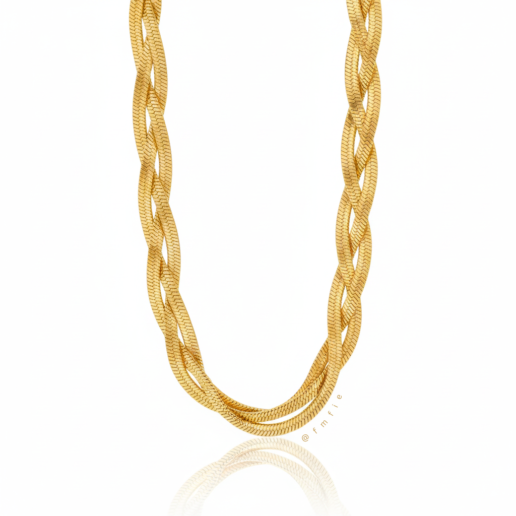 Elyna - Thick Snake Chain Triple Strand Necklace
